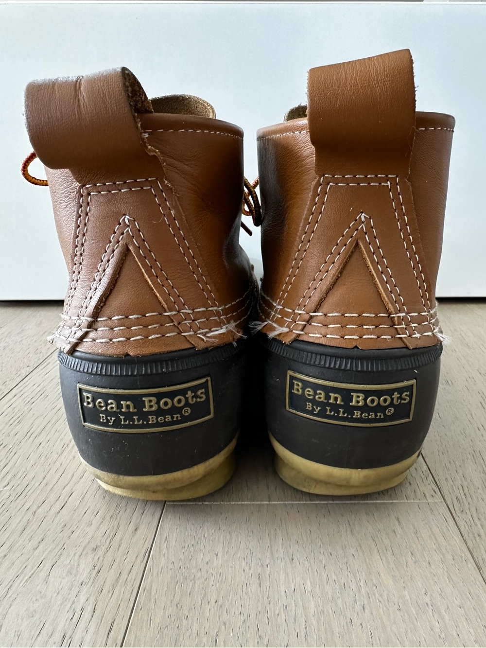 L.L. Bean Duck Boots Rubber Leather Outdoor Waterproof Brown Tan Mens Size 10 - Picture 3 of 12